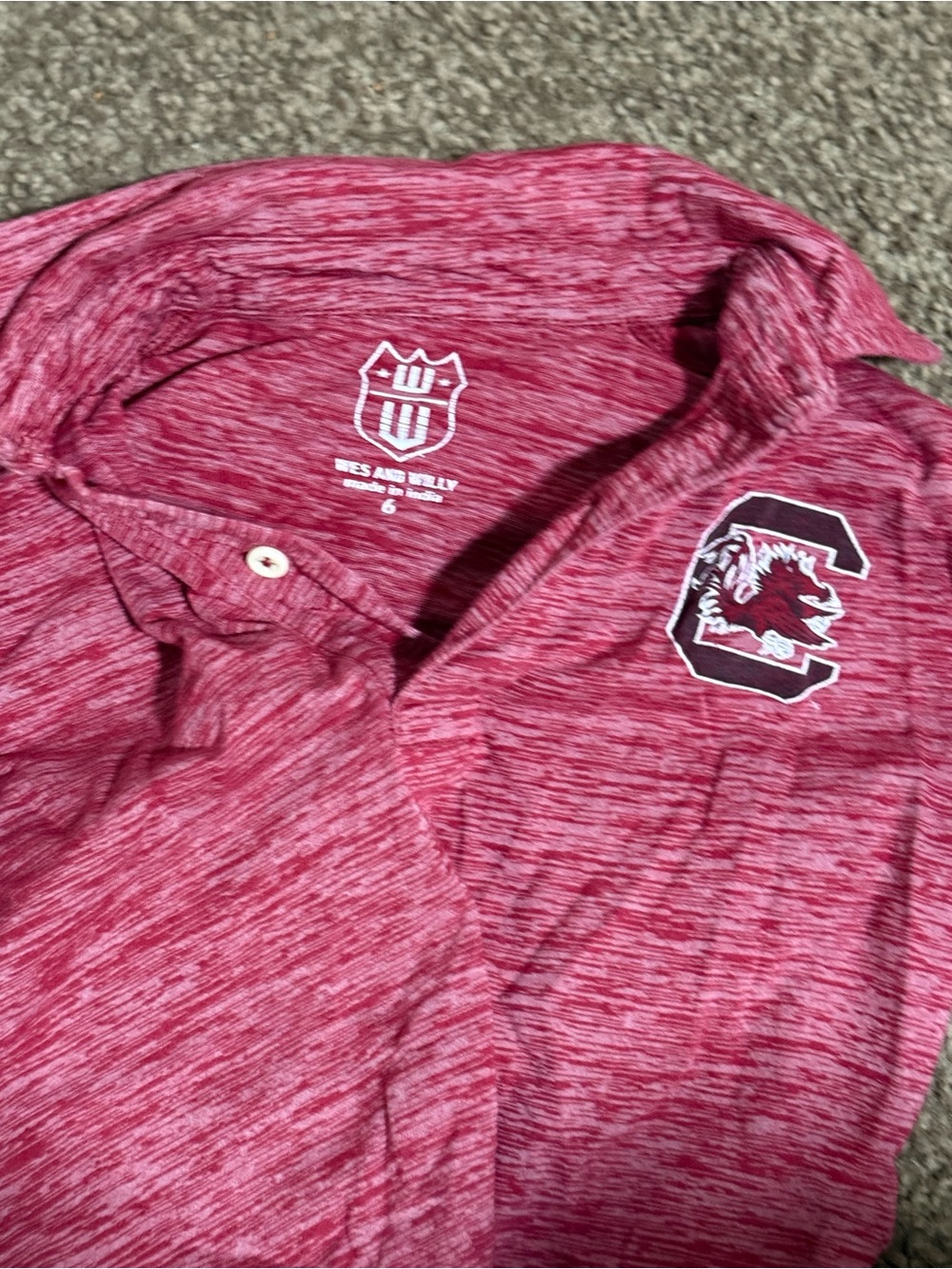 Columbia Heathered Maroon Polo with Gamecock Logo